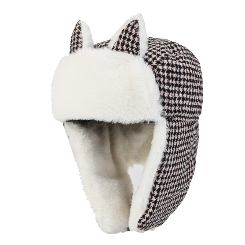 Cat Ears Ushanka Thickened Cold Protection Warm Cotton Hat